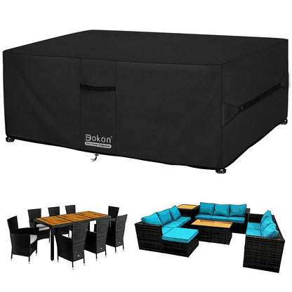 Dokon Gartenmöbel Abdeckung wasserdicht 270x210x90 cm 420D Oxford mit Belüftungsöffnungen und Klick-Verschlussgurten