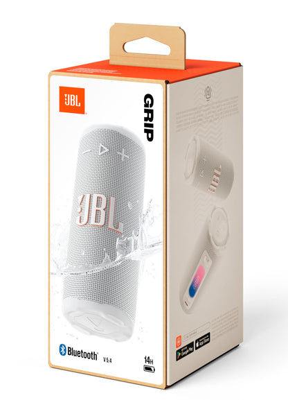 JBL Grip Bluetooth Lautsprecher mit AI Sound Boost, Weiss