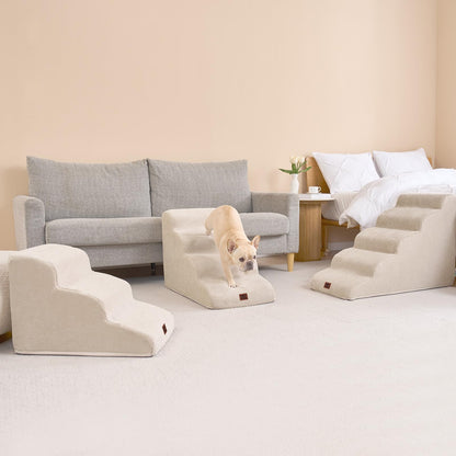 EHEYCIGA Hundetreppe für kleine Hunde, 3 Stufen, 40 cm, Beige