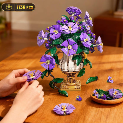 CUBIMANA Prunkwinden-Bauset 2-in-1, Blumenbauset mit Vase, 1136 Teile