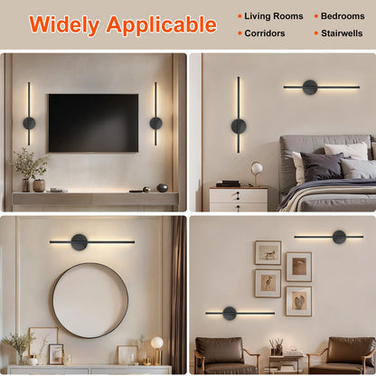 Ketom LED Wandleuchte Innen 2er-Set mit Fernbedienung, schwarz