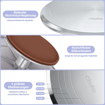 Ohuhu Tortenplatte drehbar, Aluminium Drehteller 30 cm mit Zubehör