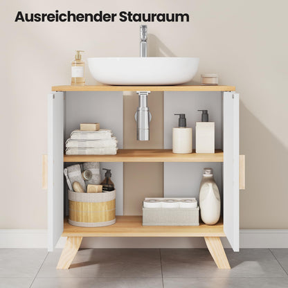 EUGAD Waschbeckenunterschrank mit 2 Türen, 60 x 30 x 60 cm, weiss