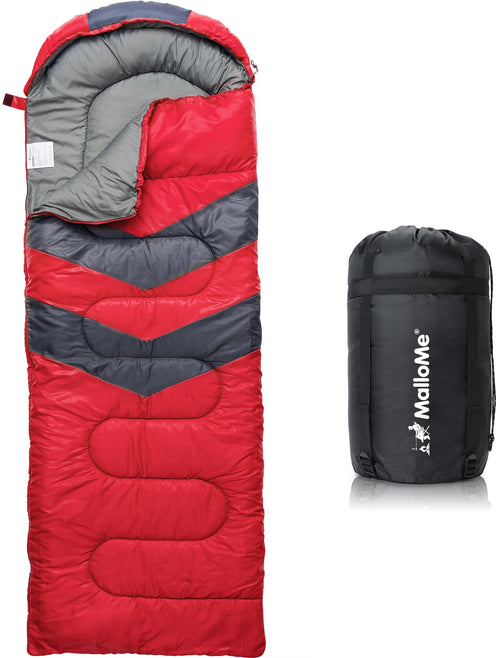 MalloMe Schlafsack für Erwachsene und Kinder, 3–4 Jahreszeiten, rot
