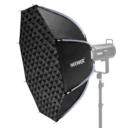 NEEWER 90cm Octagon Softbox - Bowens Mount Honeycomb Gitter. Schwarze Softbox mit Wabenraster. Streut und formt Licht präzise für Studiofotografie.