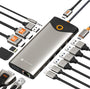 NOVOO USB C Dock 15-in-1 Triple Display Dual 4K HDMI 100W PD, rechteckig, silber. Erweitert Laptop.