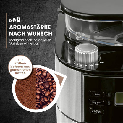 Barista Filterkaffeemaschine Mahlwerk 10 Tassen - Edelstahl