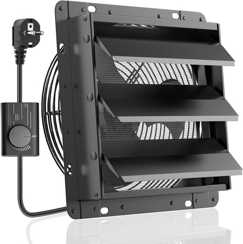 HG Power 300mm Abluftventilator Industrie-Wandlüfter – Regelbar. Runder, grauer Ventilator zur Abluft in Industriehallen.