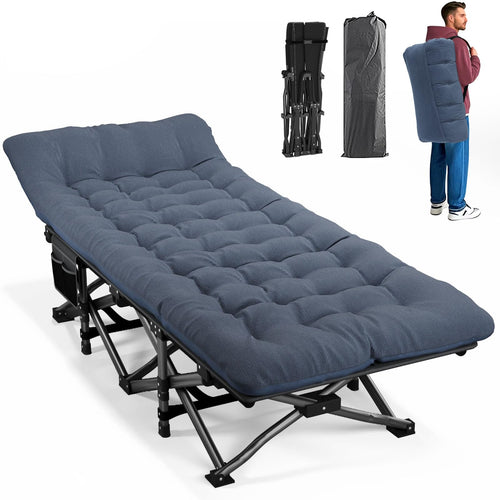 ATORPOK SHOP Campingbett Feldbett Klappbar Gästebett 200kg - Blau. Blaues Klappbett für Camping oder als Gästebett.