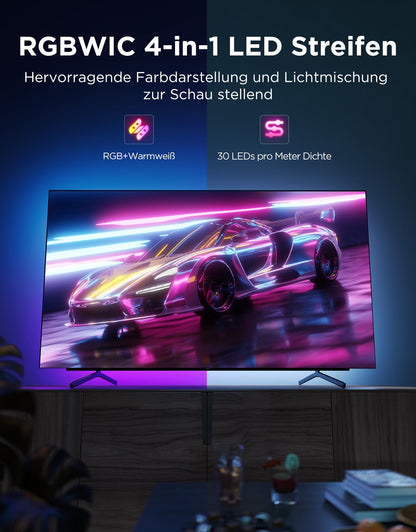 Govee TV LED Hintergrundbeleuchtung 2 RGBWIC 4,4 m für 32-70 Zoll TVs