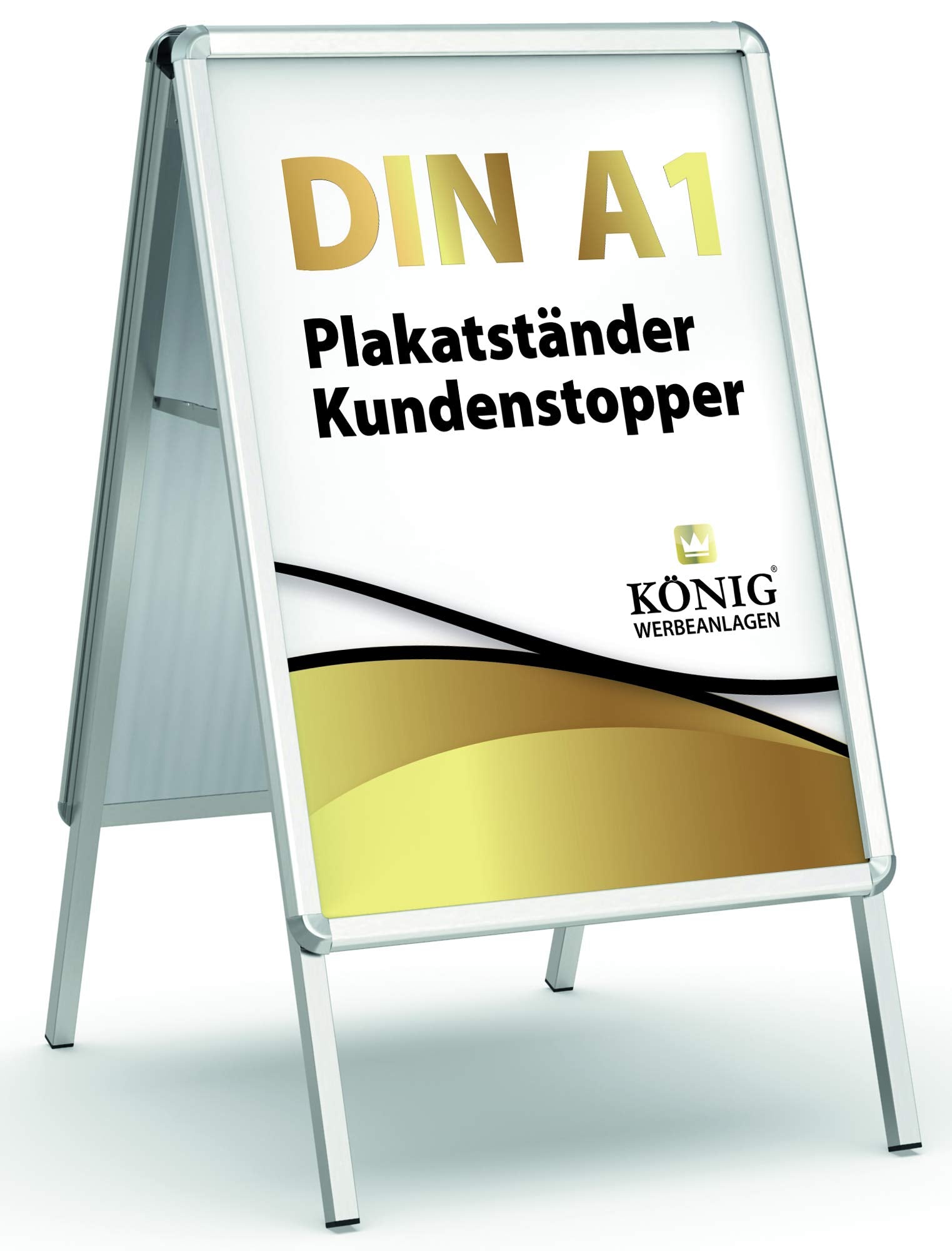 Dreifke Keitum Kundenstopper - DIN A1 Silber beidseitig wetterfest. A-förmiger Werbeaufsteller für zwei DIN A1 Plakate im Außenbereich.