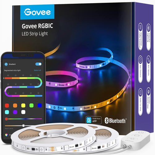 Govee RGBIC LED Streifen Musik Sync & App-steuerbar - 20m, flexibel, selbstklebend, für stimmungsvolle Beleuchtung.