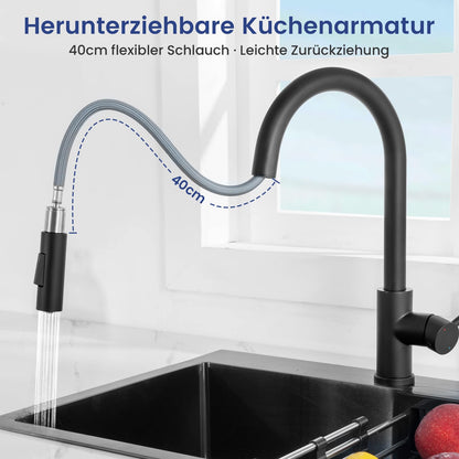 CECIPA SOFETIY SERIE Küchenarmatur Matt Schwarz Ausziehbar Hochdruck