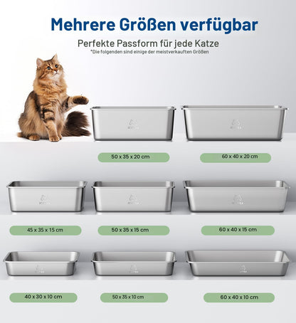 ICOYEA Katzenklo XXL aus Edelstahl, offen, 60x40x20 cm