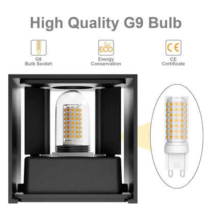 Klighten LED Wandleuchte G9 für innen und aussen, 2er-Set, schwarz