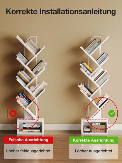 Coleshome Bücherregal REX01 Baumform, Standregal 6 Ebenen, Weiss