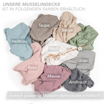 Pure Label Musselin Tagesdecke 220x240 cm Mauve aus 100% Baumwolle