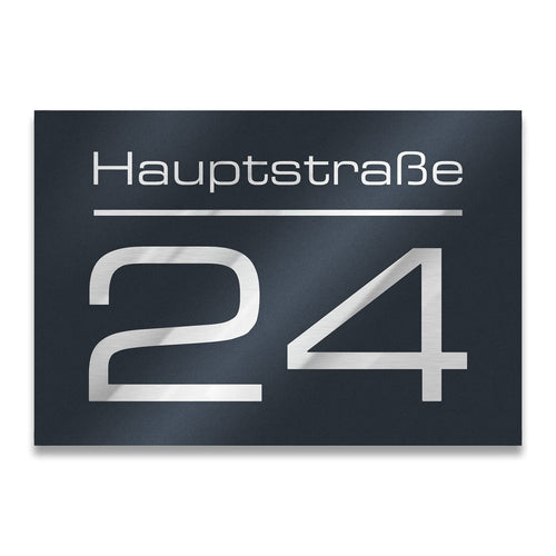 Metzler Hausnummer Anthrazit – Hausnummernschild mit Gravur, 250 x 175 mm