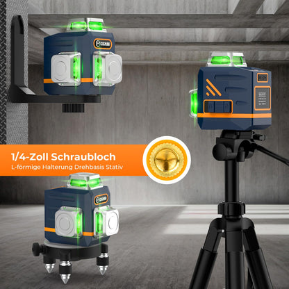 CIGMAN Kreuzlinienlaser CM701T 3x360 Grad mit 1,2 m Aluminium-Stativ