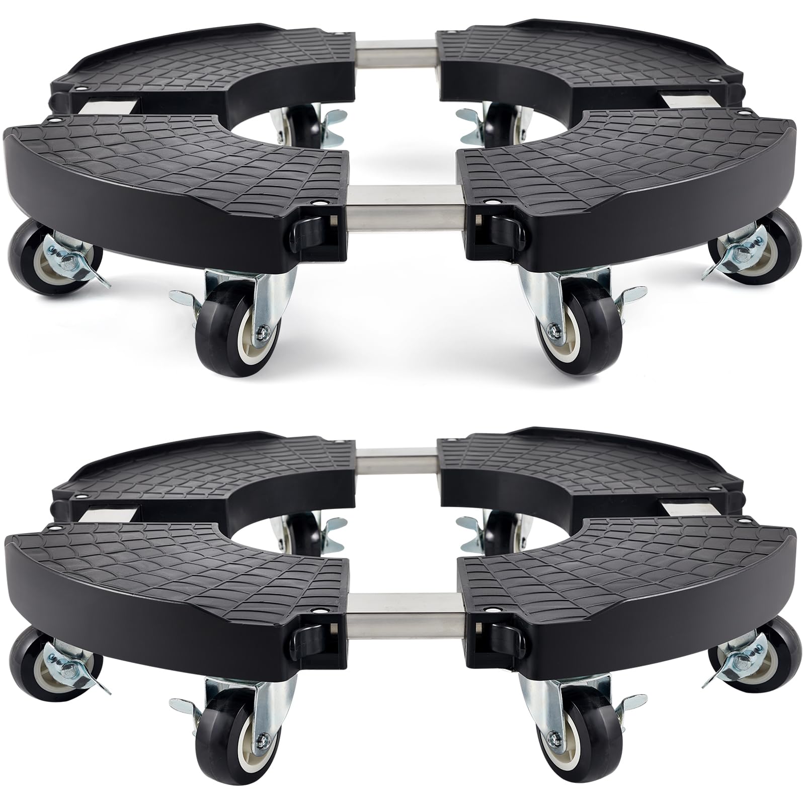 Pflanzenroller Rund 2er-Set: Schwarze, verstellbare Rundplattform (38-51cm). Zum einfachen Bewegen großer Pflanzgefäße außen.