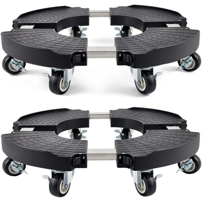 Pflanzenroller Rund 2er-Set: Schwarze, verstellbare Rundplattform (38-51cm). Zum einfachen Bewegen großer Pflanzgefäße außen.
