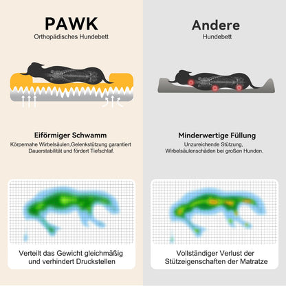 Pawk Orthopädisches Hundebett Memory Foam 122x89 cm wasserdicht
