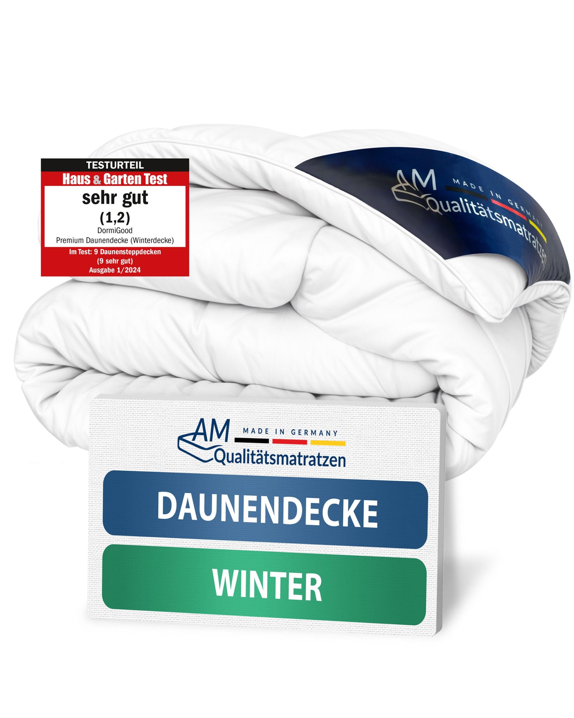 DormiGood Daunendecke Winter, 135x200 cm. Rechteckig, weiß, voluminös. Bietet hohe Wärmeisolation für erholsamen Schlaf.