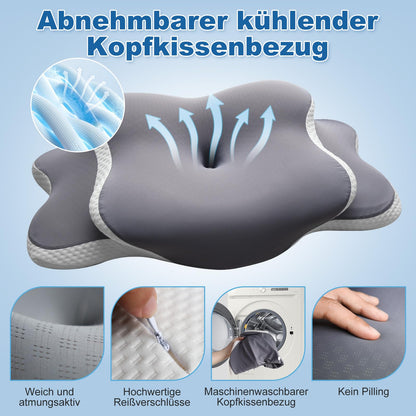 EvenVentric Nackenkissen P-102, ergonomisches Memory-Foam-Kissen, grau