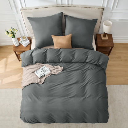 BEDELITE Bettwäsche-Set 3-teilig Baumwolle 200x220 cm Anthrazit