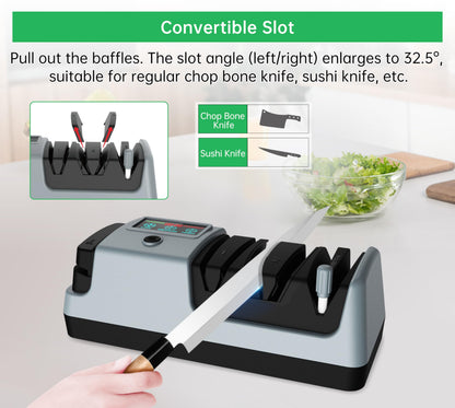 YOORLEAY Elektrischer Messerschärfer 5-in-1, 3 Stufen, Grau