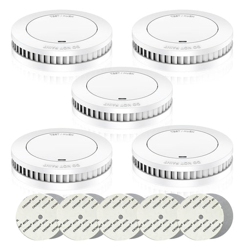 RUNIDUR Rauchmelder 5er-Set SM01 mit 10-Jahres-Batterie, weiss, flache Bauform