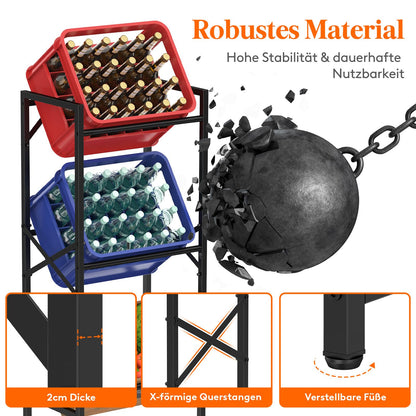 Lifewit Getränkekistenregal Metall für 3 Kisten, 450 kg, schwarz