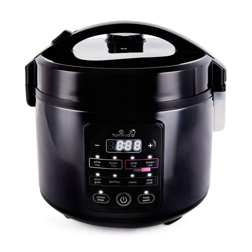 Yum Asia Kumo YumCarb Reiskocher mit Keramikschale, 1 Liter – Gehäuse aus dunklem Edelstahl mit LED-Display