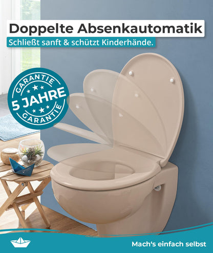 Calmwaters Premium WC-Sitz mit Absenkautomatik, antibakteriell, Beige
