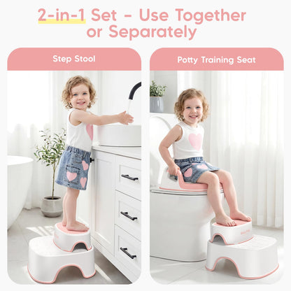 Maliton Toilettensitz für Kinder mit 2-stufigem Tritthocker, rosa