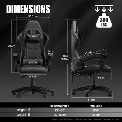 bigzzia Gaming Stuhl X23F mit RGB-LED, ergonomisch, Schwarz