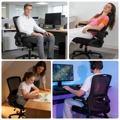 Milacyee Ergonomischer Bürostuhl M01 mit 4D-Lendenstütze, Schwarz