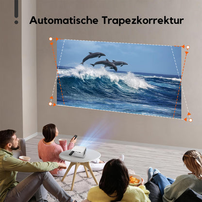 AKIYO O1 Mini Beamer mit Auto-Trapezkorrektur, 360° drehbar