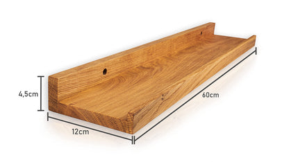 Heimatspäne Bilderleiste Wandregal Eiche Massiv 2er-Set 60cm