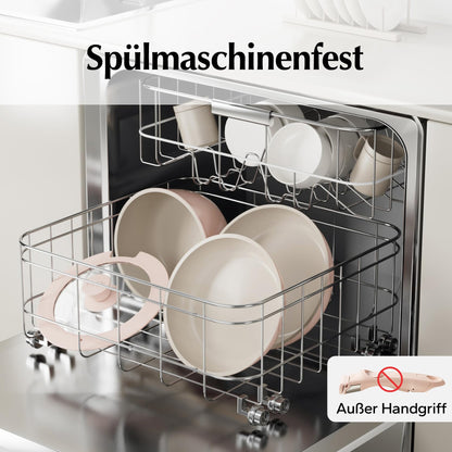 Redchef Kochgeschirr-Set 16-teilig Antihaft Abnehmbare Griffe – Rosa