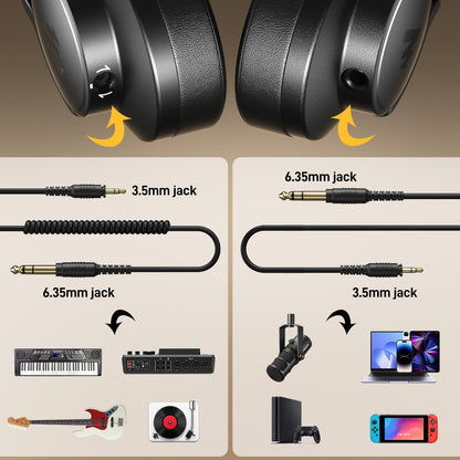 MAONO MH700 Studio-Kopfhörer Over-Ear mit abnehmbarem Kabel, schwarz