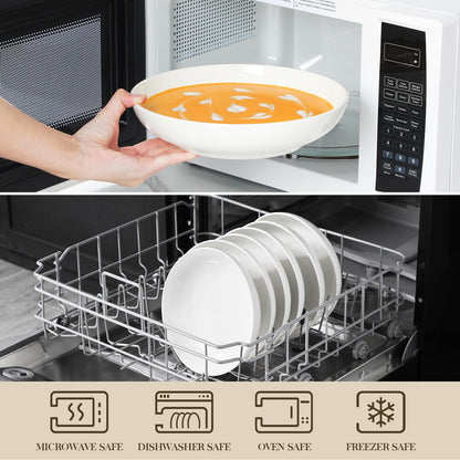 MALACASA Regular Suppenteller 6-teilig Porzellan Cremeweiss 1250 ml