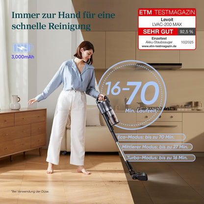 Levoit LVAC-200 MAX Akku-Staubsauger kabellos mit HEPA-Filter