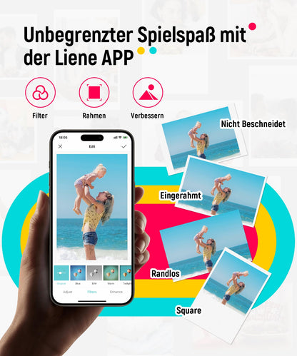 Liene Pearl K100 Mini-Fotodrucker mit ZINK, Bluetooth 5.0, Rosa