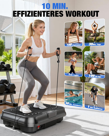 HomeFitnessCode Mini Vibrationsplatte mit 250 Stufen, Schwarz