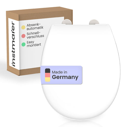 instmaier Alma WC-Sitz mit Absenkautomatik - Oval, Weiss. Ovaler, weißer Sitz für Toiletten, schließt leise.