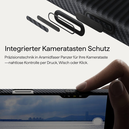 Pitaka iPhone 17 Pro Hülle Aramid Magsafe - ultra dünn, Schwarz/Grau