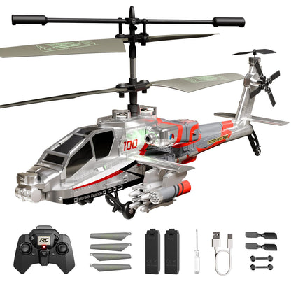 XIKOTEC RC Helikopter XK1 im Militär-Design, ferngesteuert, silber, mit LED-Leuchten