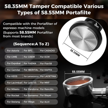 IKAPE V6 Impact Espresso Tamper 58,35 mm mit Dreifachfedersystem