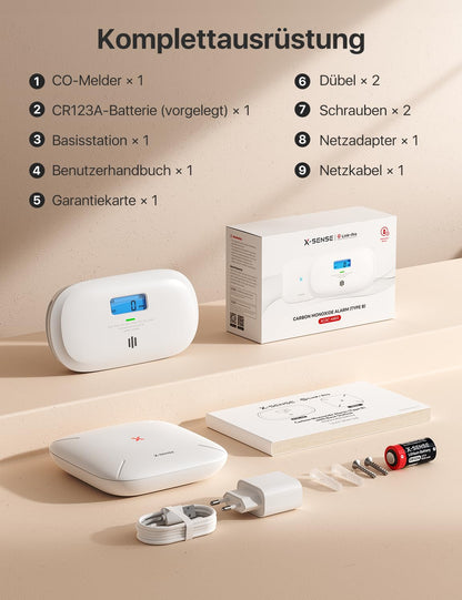 X-Sense Smart Kohlenmonoxid-Melder XC0C-MR11 mit Basisstation SBS50